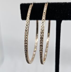 Fossil Rose Gold Crystal Hoop Earrings